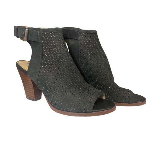 Sam Edelman Women’s Easton Black Suede Peep Toe Booties Sz 7M - Picture 9 of 9